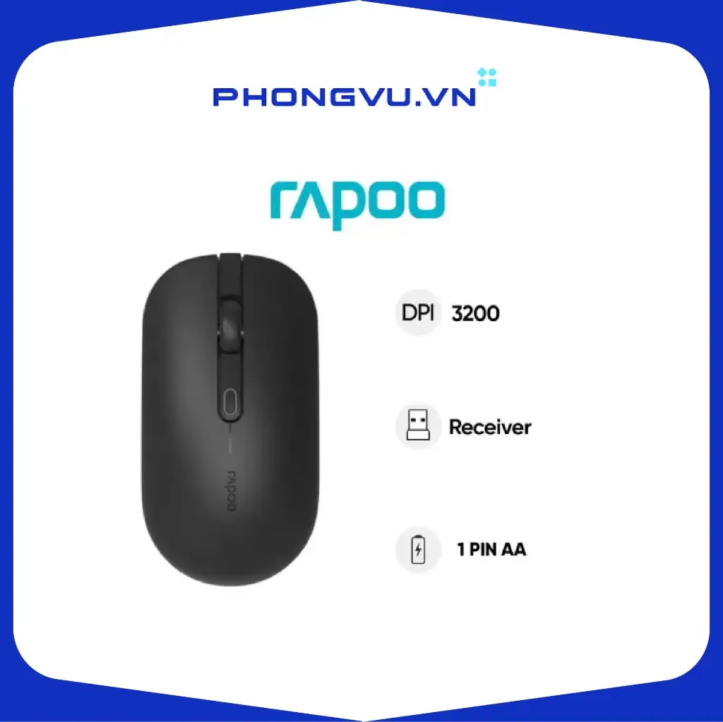 Chuột vi tính quang không dây Rapoo B30 Silent màu đen (3152300B30A1066)