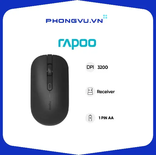 Chuột vi tính quang không dây Rapoo B30 Silent màu đen (3152300B30A1066)